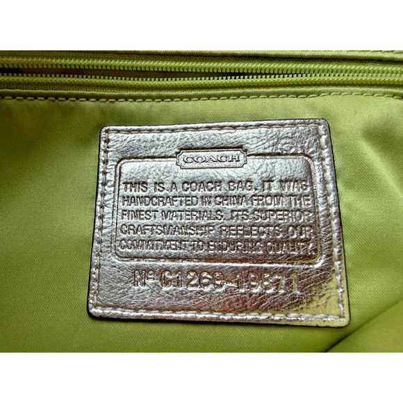 Coach Bag Poppy Glam Tote Tattersall Lurex Sequin Signature Metallic golden Sz-M - Picture 13 of 15